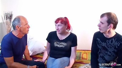 GERMAN senior mom AND father DEFLORATION MMF WITH STEP son